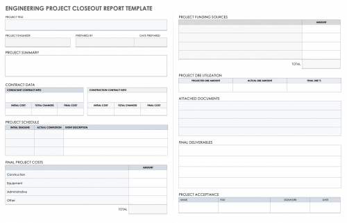 Engineering Project Closeout Report Template