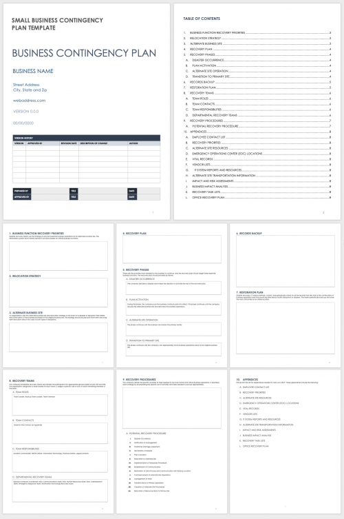 Small Business Contingency Plan Template