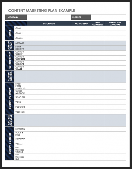 Free Content Marketing Plan Templates 