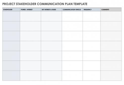 Project Stakeholder Communication Plan Template