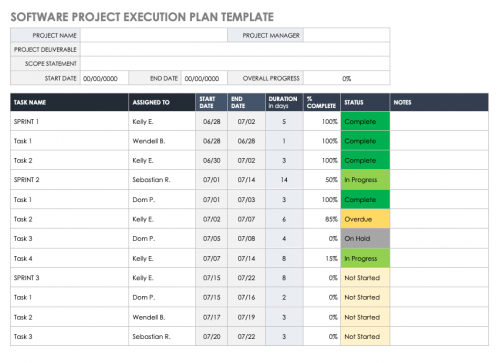 Software Project Execution Plan Template