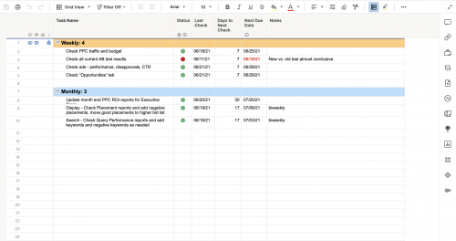 Pay-Per-Click Advertising Recurring Tasks Template | Smartsheet