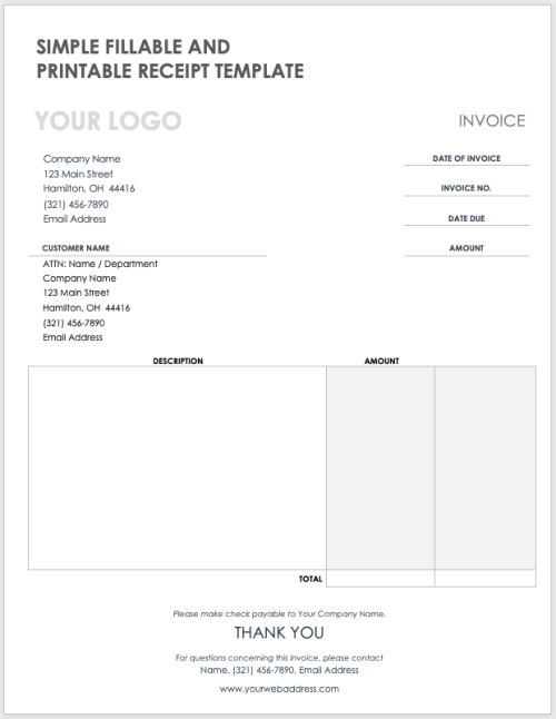 Free Printable Receipt Templates | Smartsheet