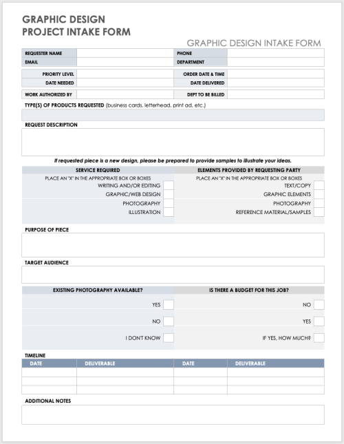 Free Project Intake Forms And Templates | Smartsheet