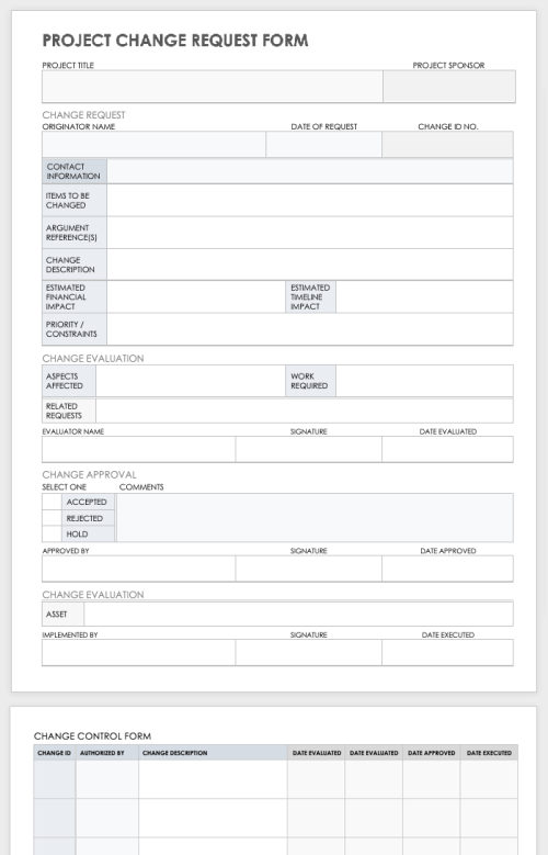 IT Project Change Request Form Template