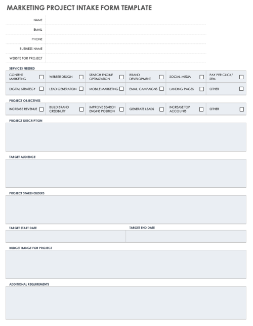 Free Project Intake Forms And Templates | Smartsheet