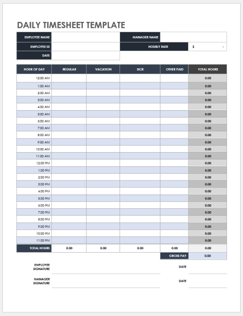 Daily Timesheet Template