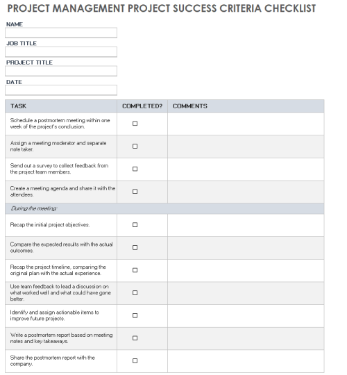 Free Project Success Templates & Checklists | Smartsheet