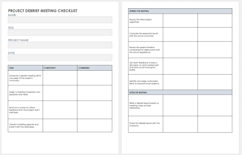 Project Debrief Meeting Checklist