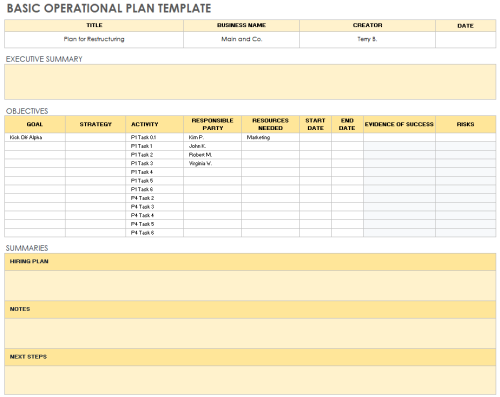 Free Operational Plan Templates | Smartsheet