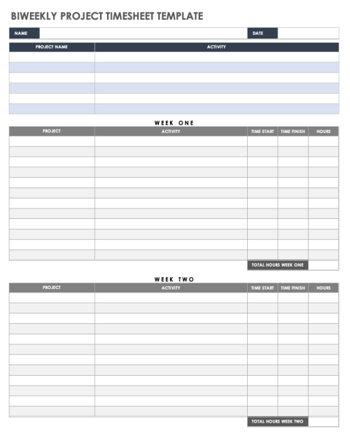 Biweekly Project Timesheet Template