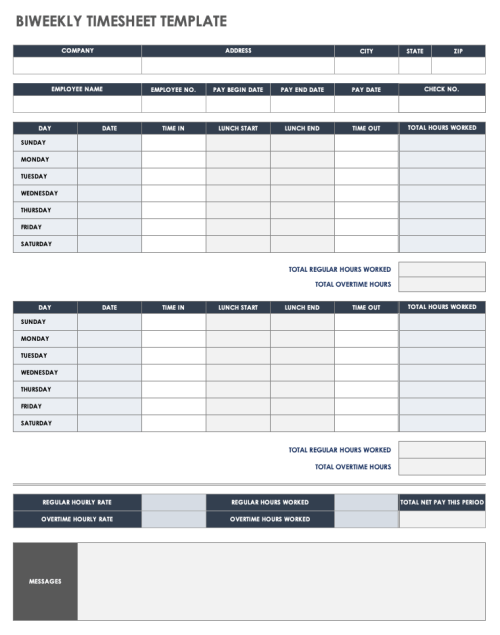 Biweekly Timesheet Template