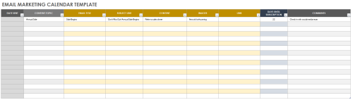 Email Marketing Calendar Template