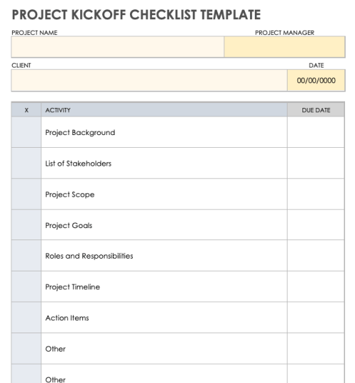 Project Checklist Templates | Smartsheet