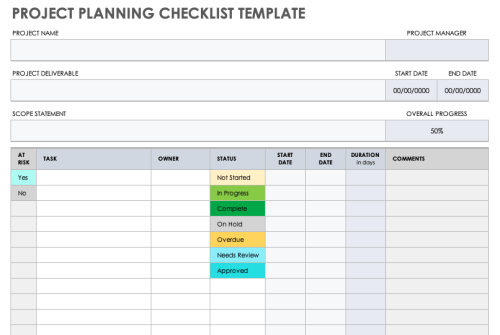 Project Checklist Templates | Smartsheet