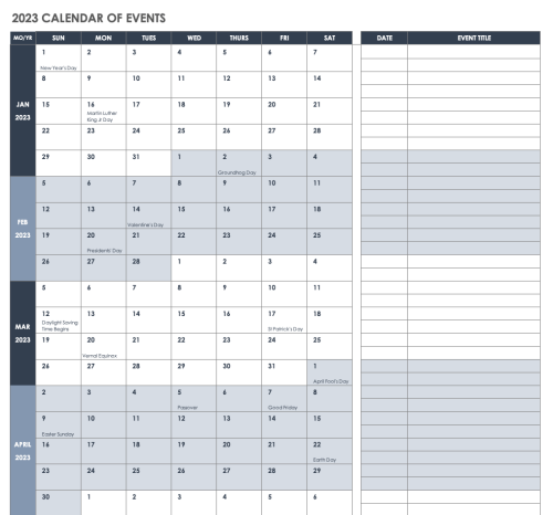 15 Free 2023 Monthly Calendar Templates | Smartsheet