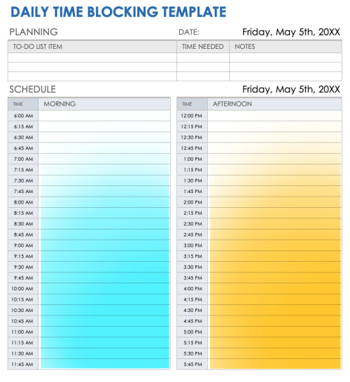 Free Time Blocking Templates | Smartsheet