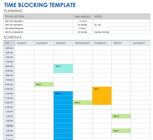 Free Time Blocking Templates | Smartsheet