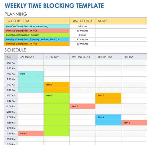 Free Time Blocking Templates | Smartsheet