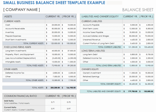 Small Business Balance Sheet Template