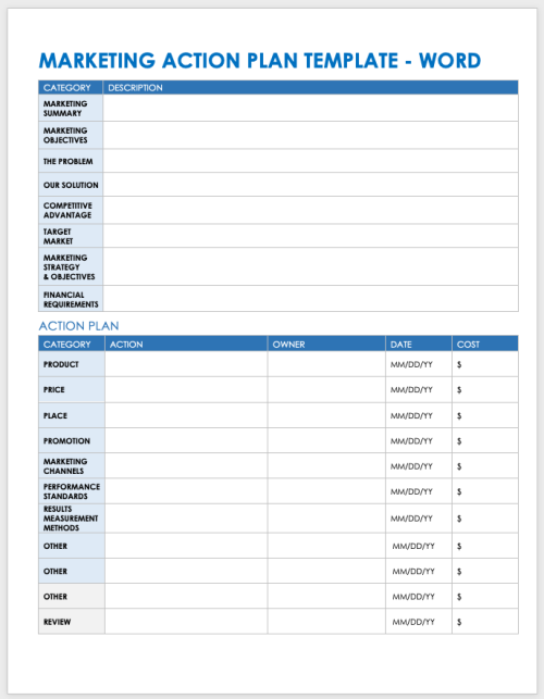 Free Microsoft Word Action Plan Templates | Smartsheet