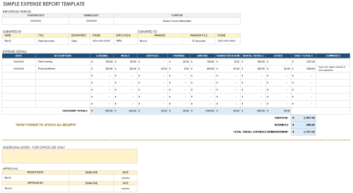 Simple Expense Report Template