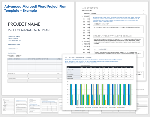 Advanced Project Plan Template With Example Data for Microsoft Word