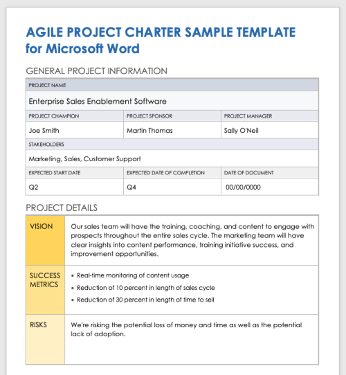 Free Microsoft Word Project Charter Templates | Smartsheet