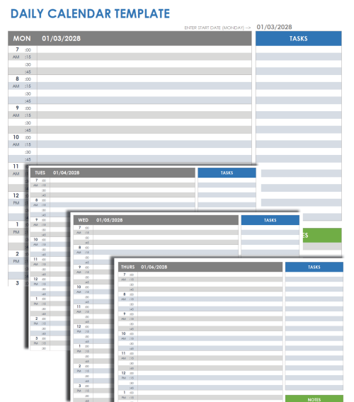 Daily Calendar Template