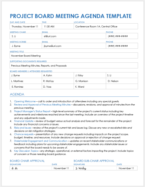 Free Project Management Meeting Agenda Templates | Smartsheet