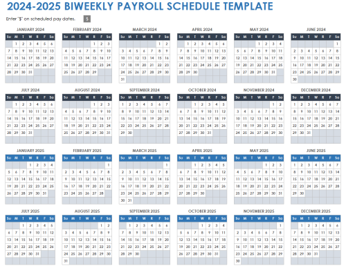 2024-2025 Biweekly Payroll Schedule Template