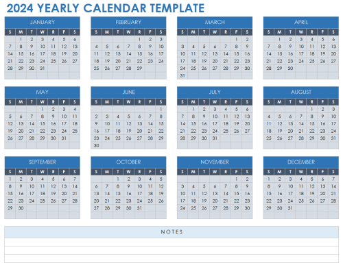 2024 Yearly Calendar Template