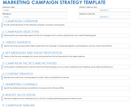 Free Campaign Strategy Templates