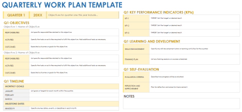 Quarterly Work Plan Template