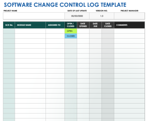 Free Change Log Templates: Excel, Microsoft Word & Google Sheets ...