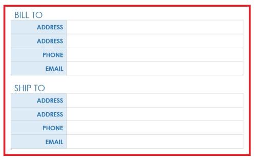 Enter Billing and Shipping Info How To Microsoft Word Purchase Order