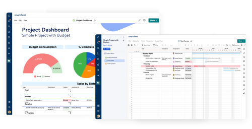 Simple project with budget template showing sheet and dashboard