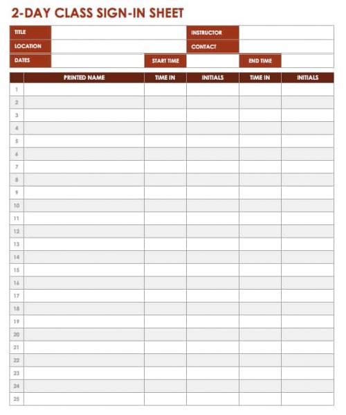 Free Sign-in And Sign-up Sheet Templates 