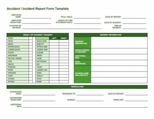 Accident Incident Report Template