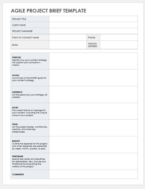 Free Project Brief Templates | Smartsheet