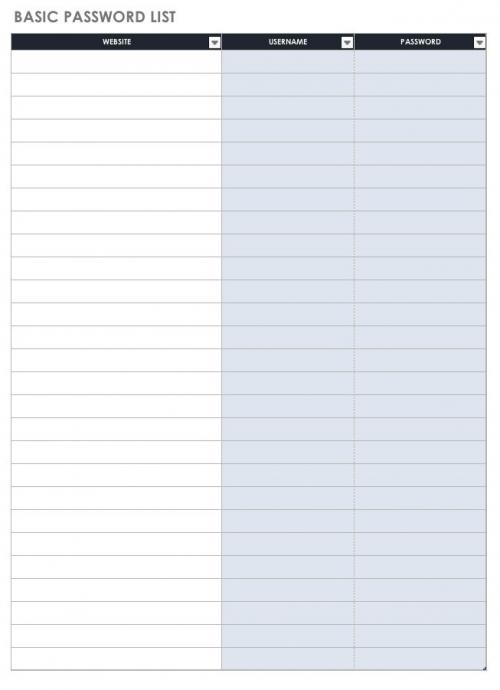 Basic Password List Template