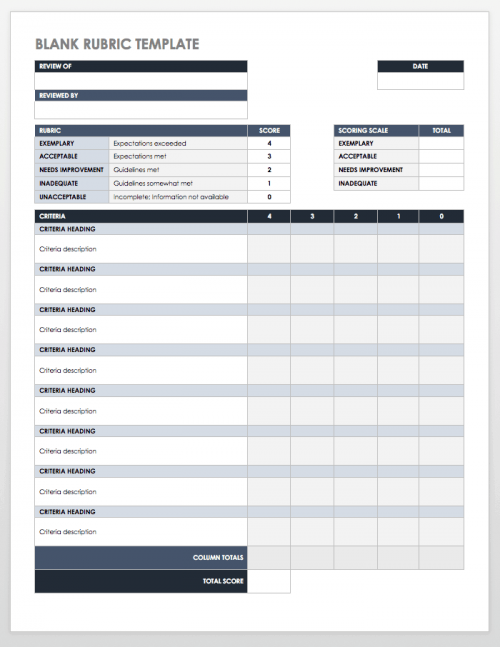 Blank Rubric Template