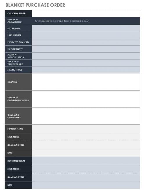 Blanket Purchase Order Template