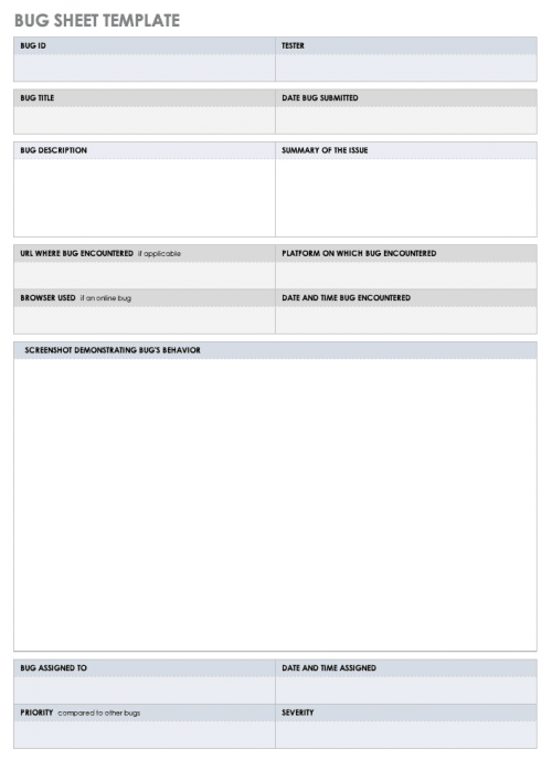 Bug sheet Template