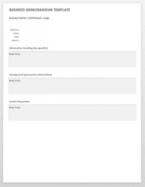 Business Memorandum Template Word