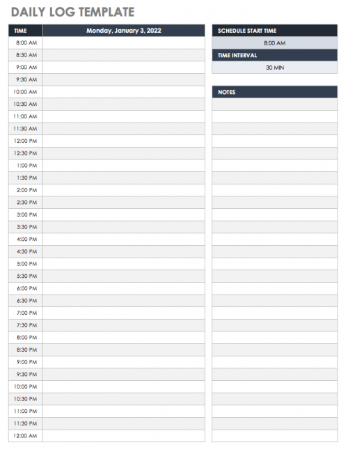 Free Printable Daily Calendar Templates | Smartsheet