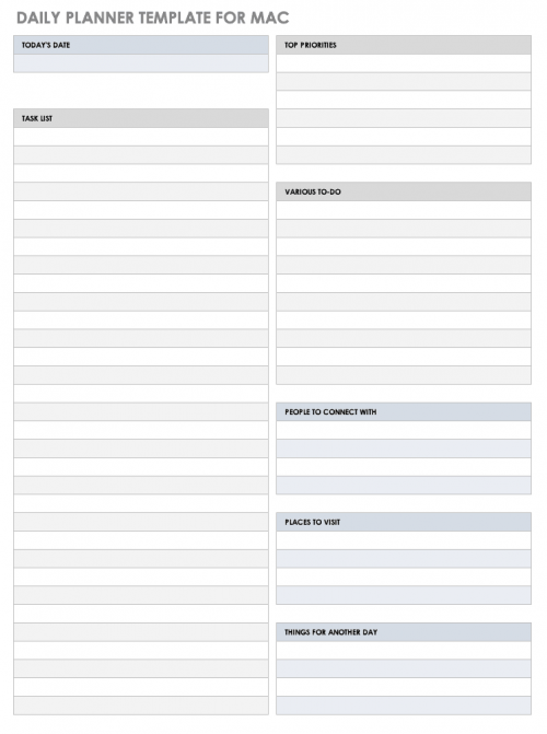 Daily Planner Template for Mac