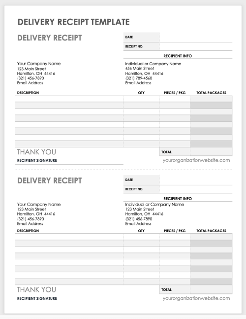 Delivery Receipt Template