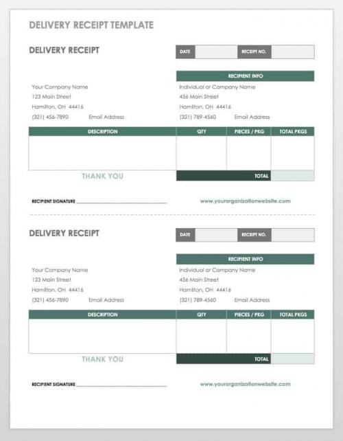 Delivery Receipt Templates