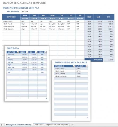 Employee Calendar Template